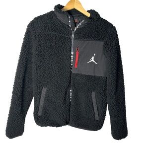 Jordan Black Sherpa Full Zip Jacket Jumpman Logo - Boys Youth Large 12-13